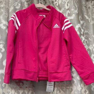 Adidas Fuchsia Jacket with Pants Matching Set White Accents Size 3T